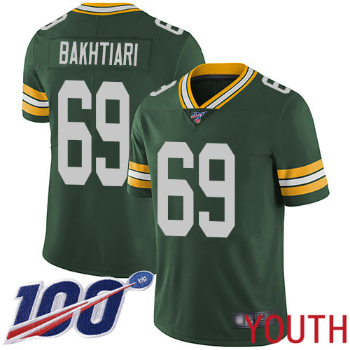 Green Bay Packers Limited Green Youth 69 Bakhtiari David Home Jersey Nike NFL 100th Season Vapor Untouchable